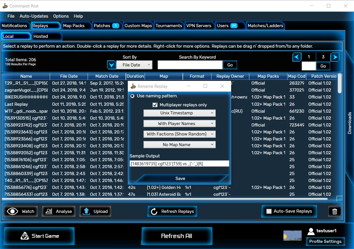 Share your replays with others by uploading to the Command Post replay system